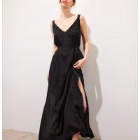 DEA • Robe longue à bretelles noir face