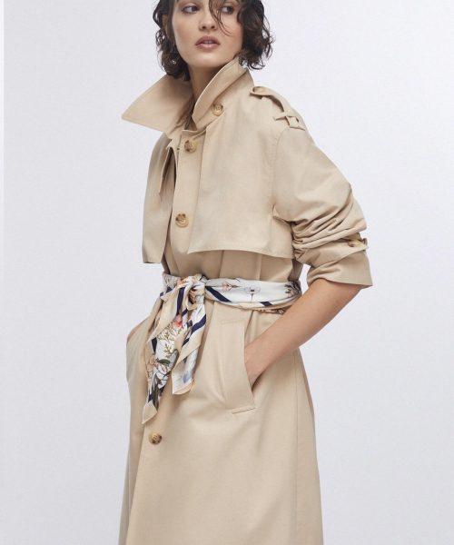 Trench long avec foulard