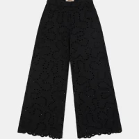 Pantalon à broderies anglaises géométriques