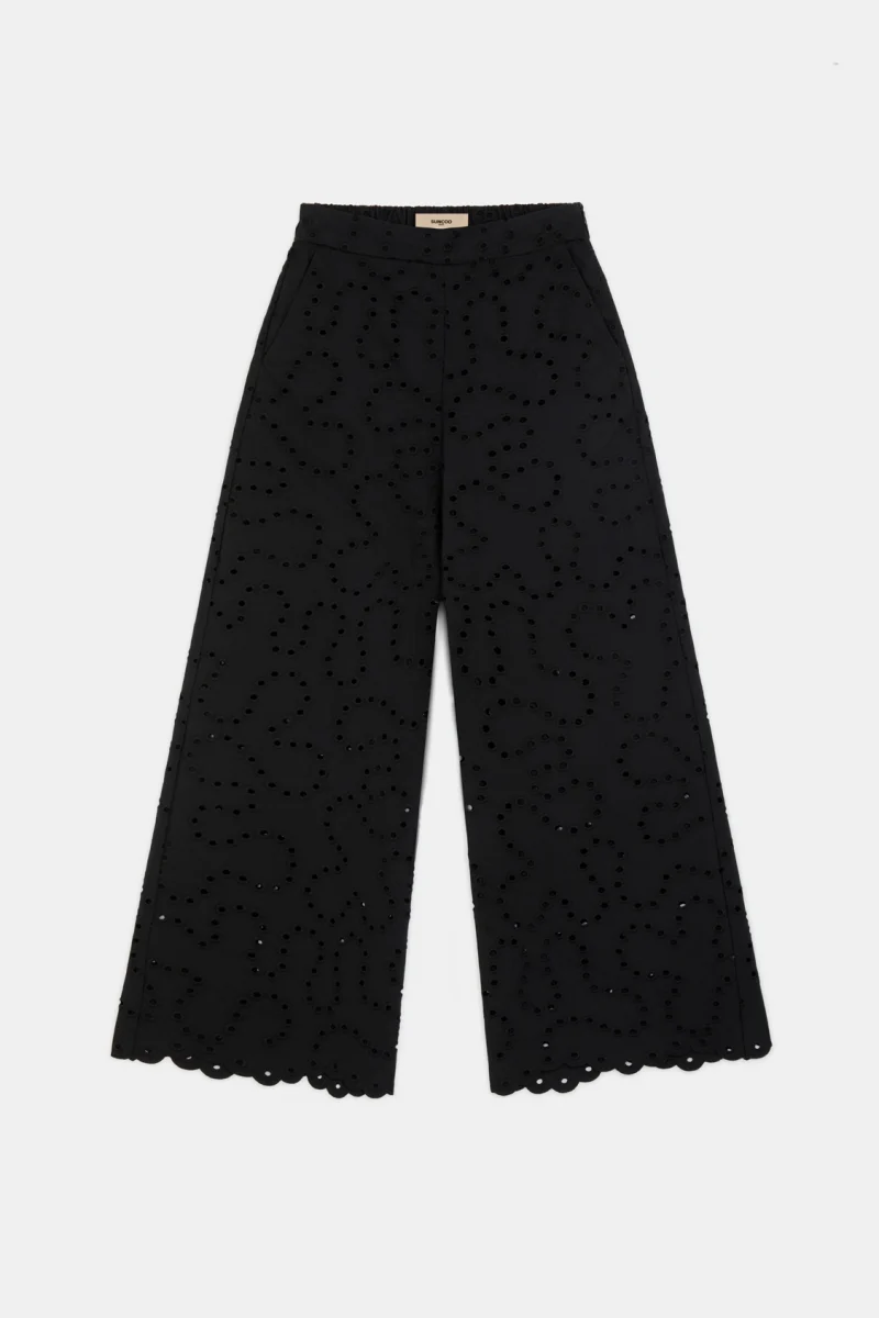 Pantalon à broderies anglaises géométriques