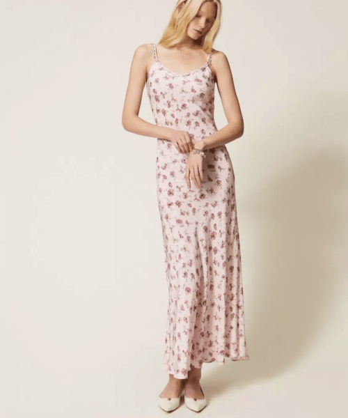 Robe longue avec bretelles et imprimé floral