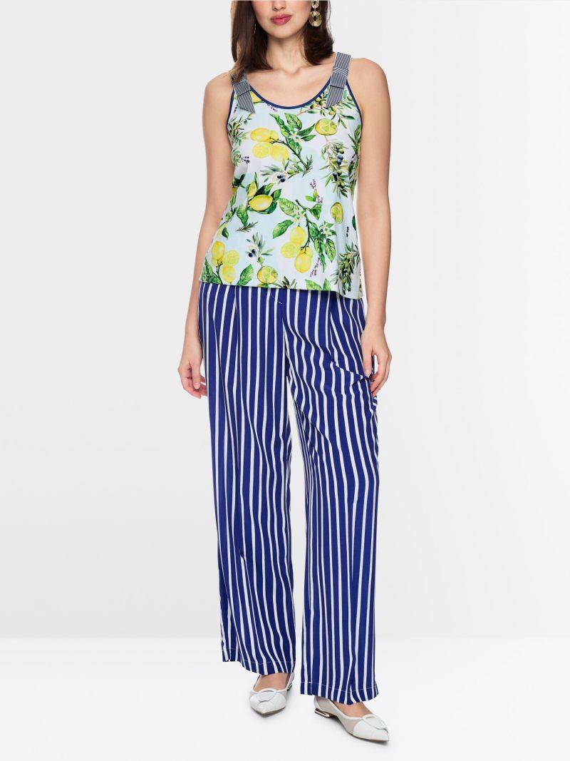 Top en coton stretch avec imprimé citrons