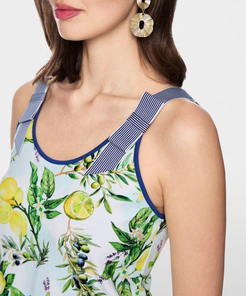 Top en coton stretch avec imprimé citrons