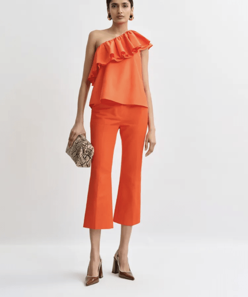 Pantalon court évasé orange