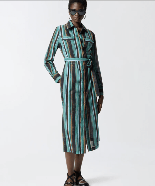 Pinko Robe chemise midi en coton à rayures