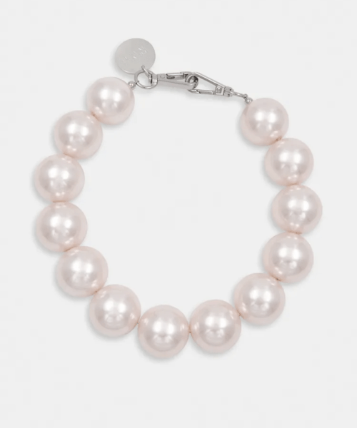 Collier en fausses perles crème