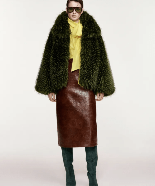 Veste oversize en fausse fourrure verte