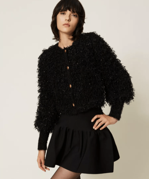 Blouson en maille effet fourrure