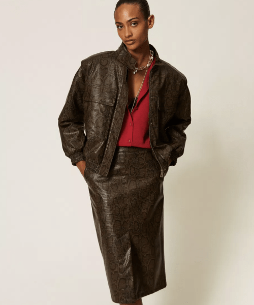 Bomber effet cuir avec imprimé python