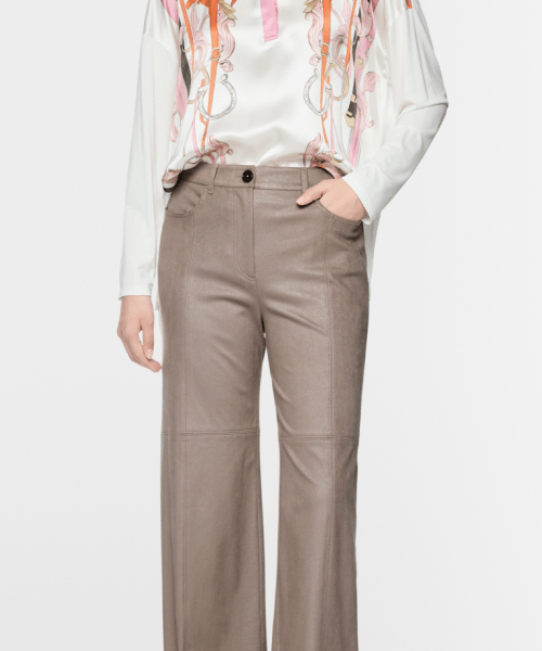 Pantalon effet suédine coupe droite