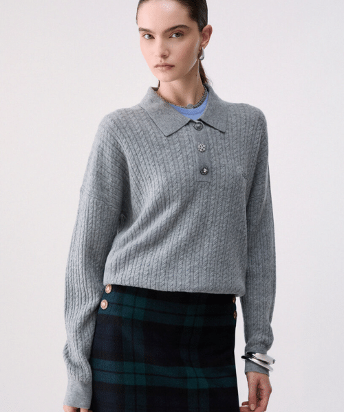 Polo en maille avec boutons bijoux