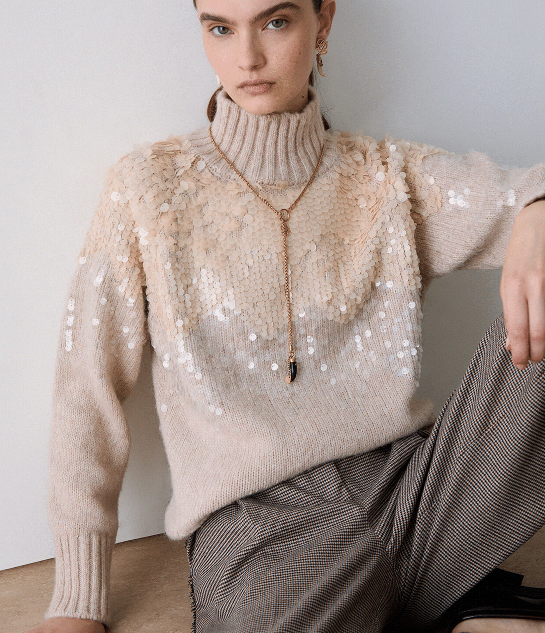 Pull en laine avec paillettes